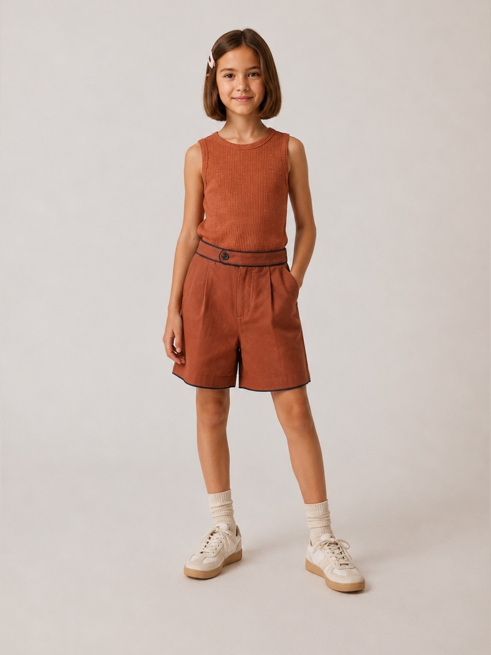 The Sunday‎ Collective Shorts Rust Orange Pockets Cotton Sz 10-11 y NWT